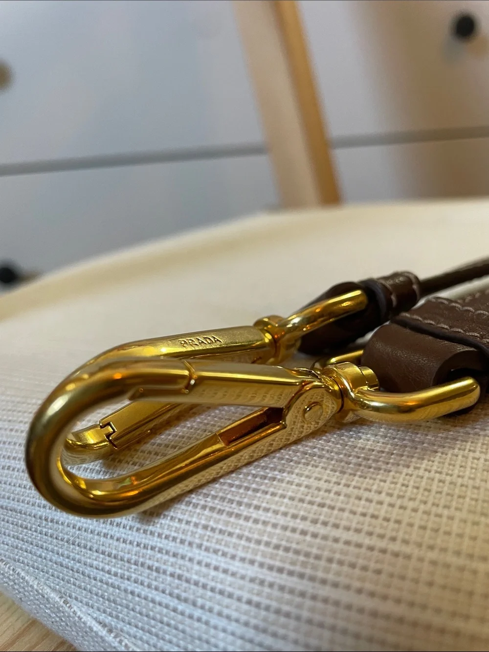 Authentic Prada Replacement Shoulder / Crossbody Strap in Brown/Gold